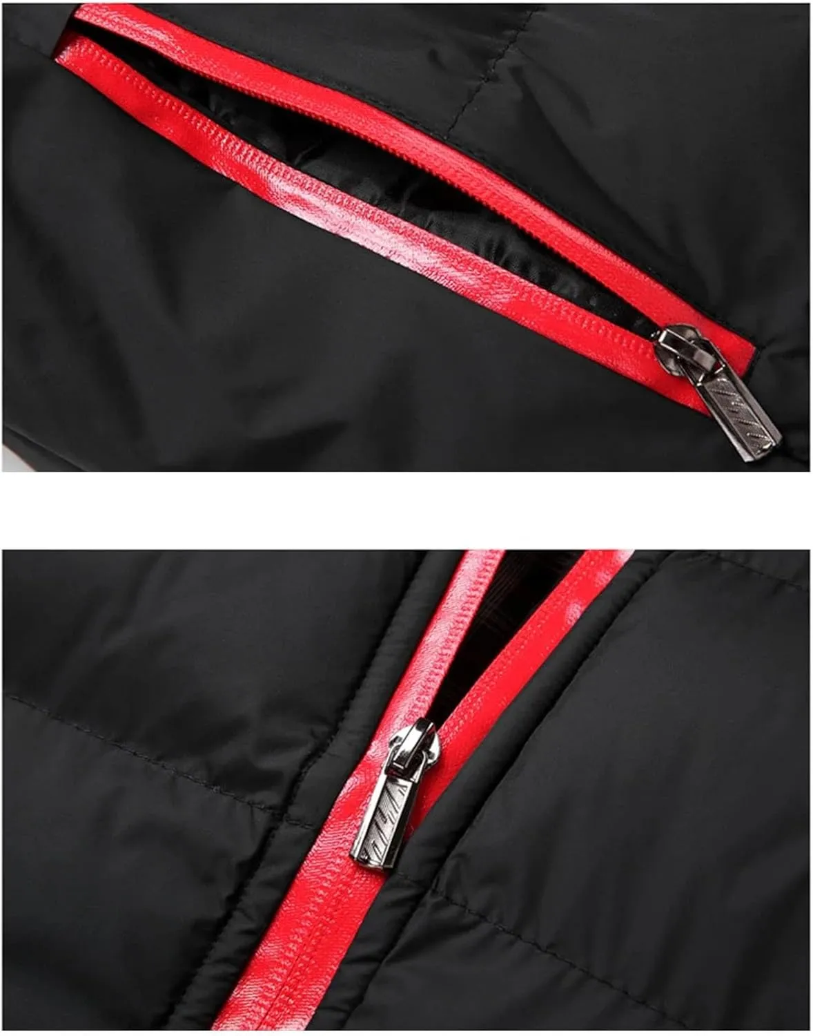 Men Hooded Stand Collar Cotton-Padded Jacket Classic Patchwork Zipper Warm Parka Coat
