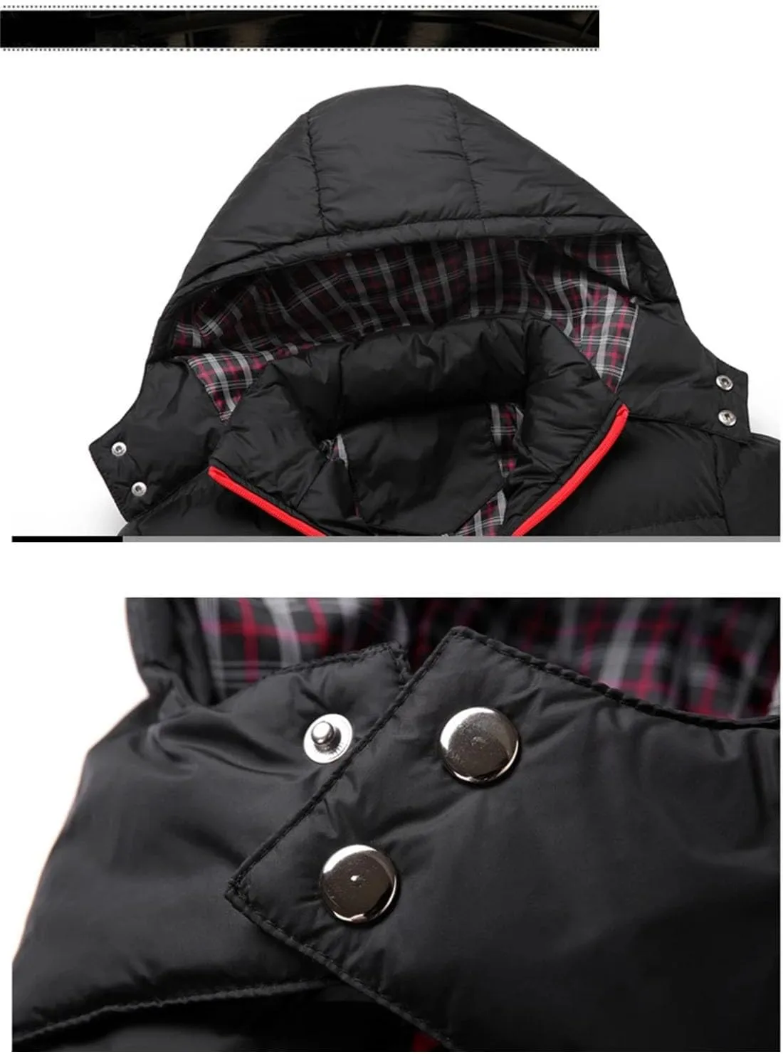 Men Hooded Stand Collar Cotton-Padded Jacket Classic Patchwork Zipper Warm Parka Coat
