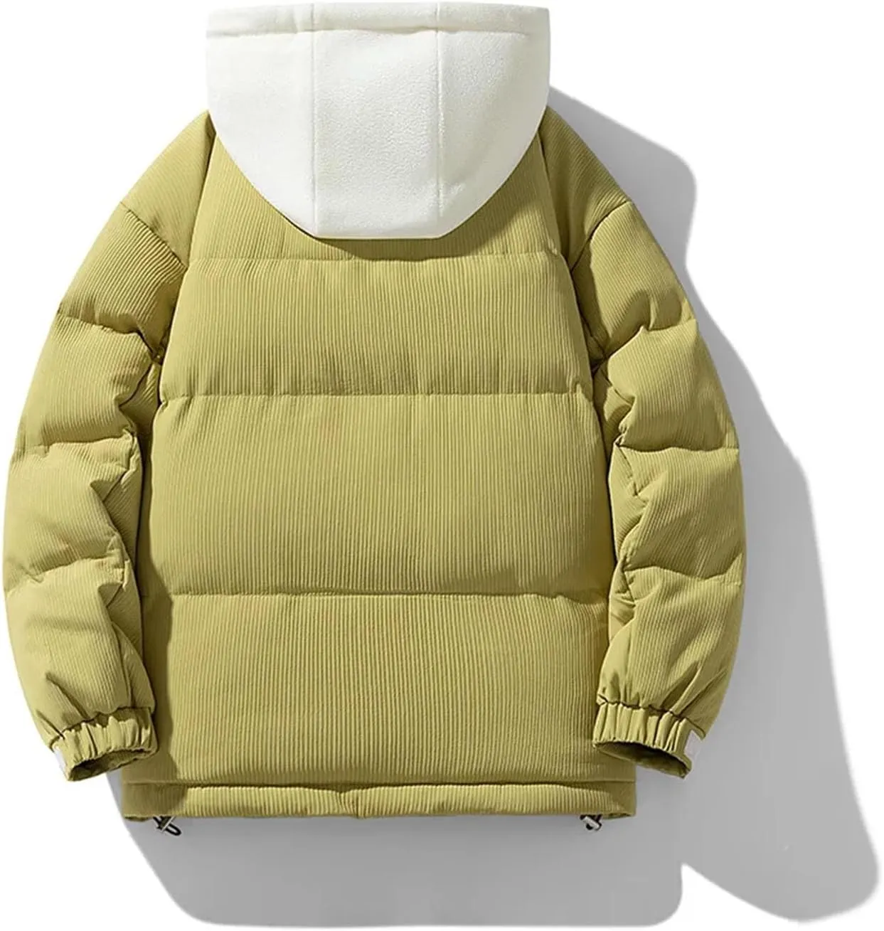 Men Outdoor Drawstring Hooded Cotton-Padded Classic Oversized Warm Patchwork Parka Coat