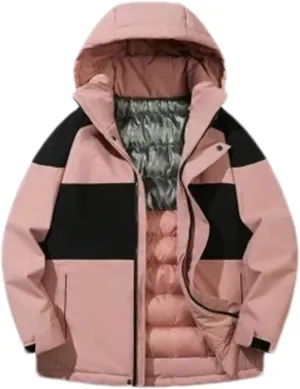 Men Outdoor Hooded Stand Collar Cotton-Padded Classic Thicken Oversized Patchwork Parka Coat
