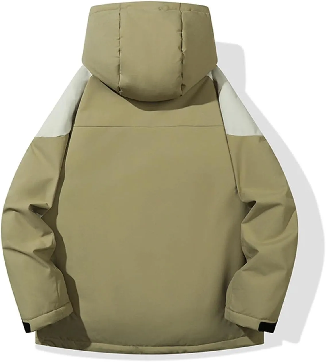 Men Outdoor Hooded Stand Collar Cotton-Padded Classic Thicken Oversized Patchwork Parka Coat