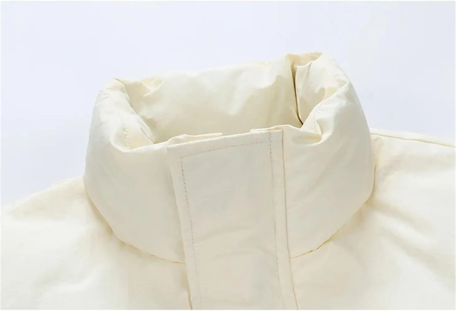 Men Patchwork Stand Collar Cotton-Padded Jacket Classic Zipper Pockets Oversized Parka Coat