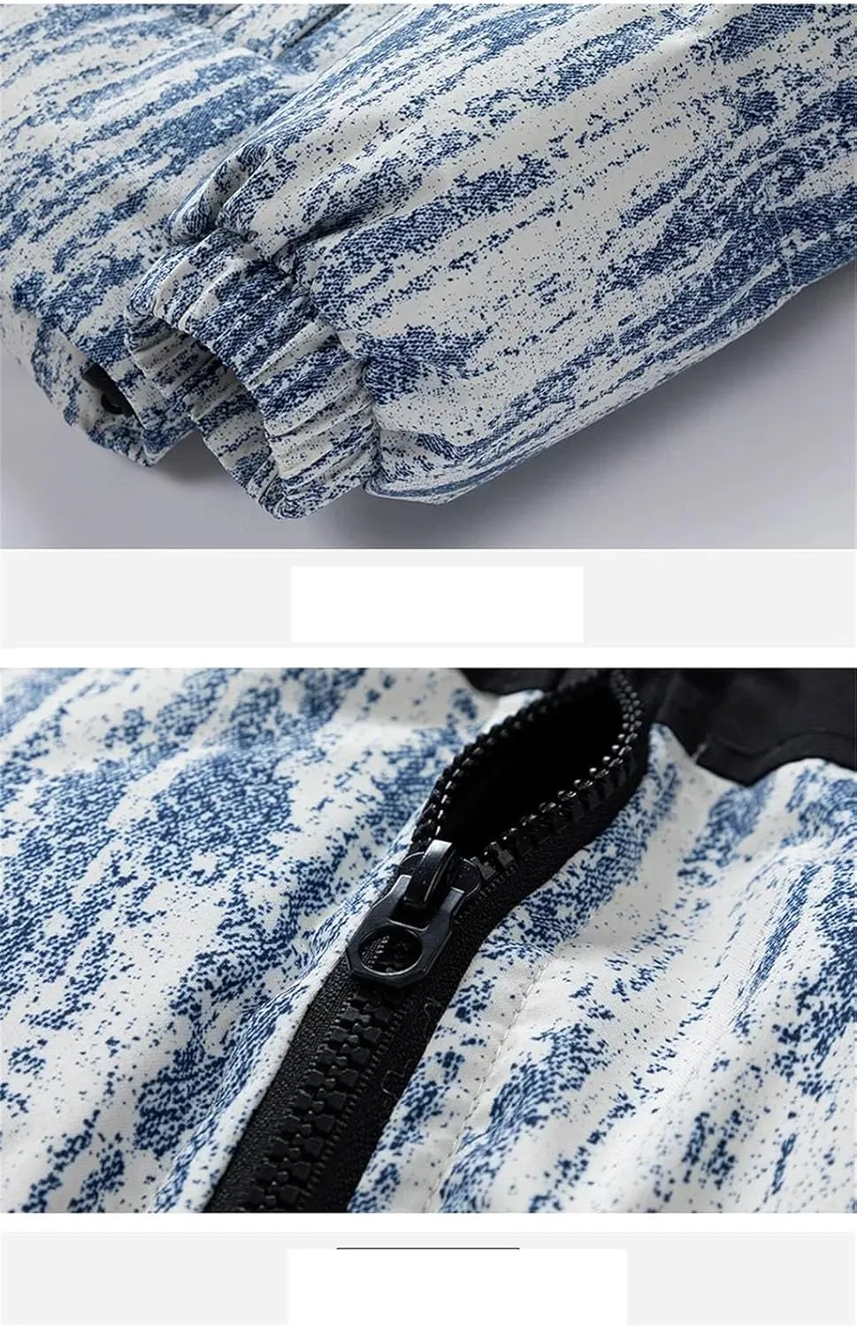 Men Stand Collar Print Cotton-Padded Jacket Classic Outdoor Tie-Dye Gradient Oversized Parka Coat