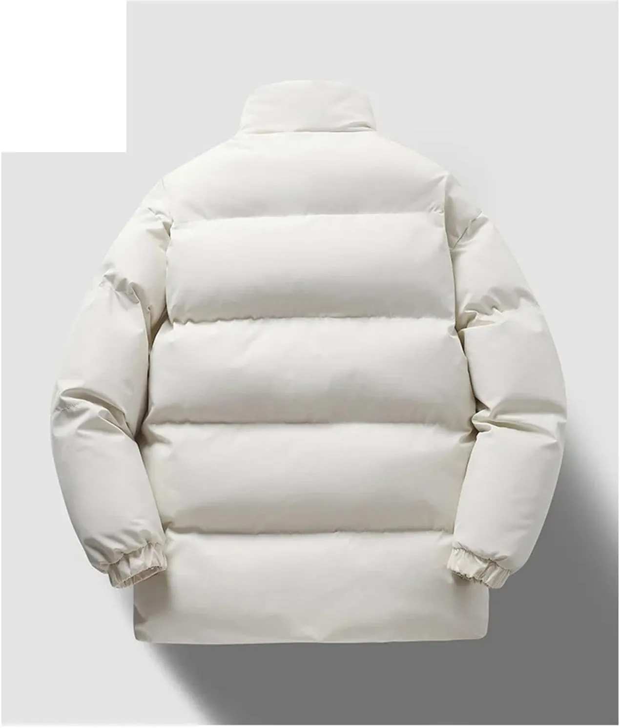Men Stand Collar Zipper Solid Cotton-Padded Classic Thicken Oversized Parka Coat