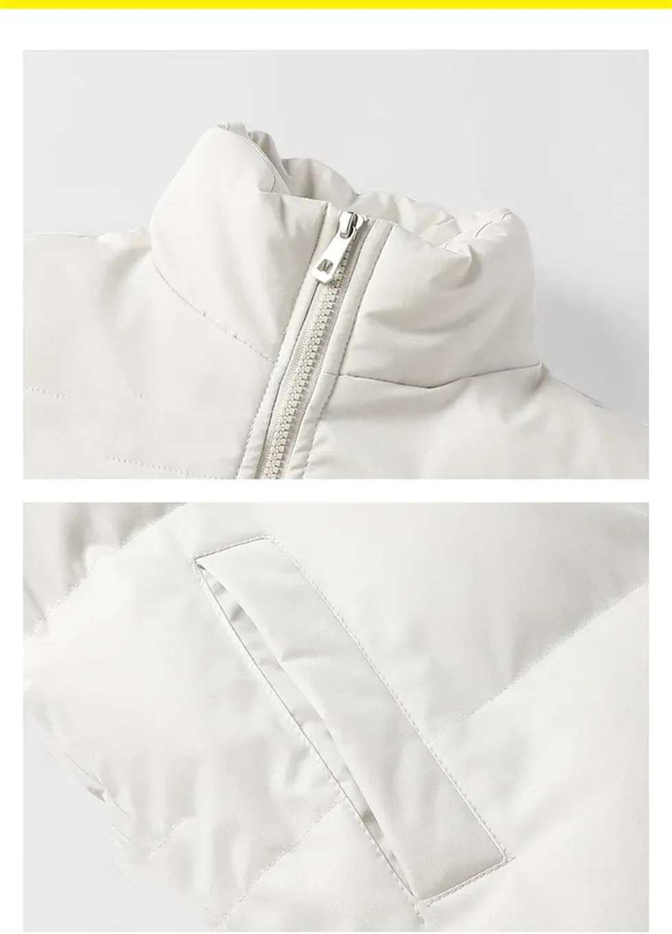 Men Stand Collar Zipper Solid Cotton-Padded Classic Thicken Oversized Parka Coat