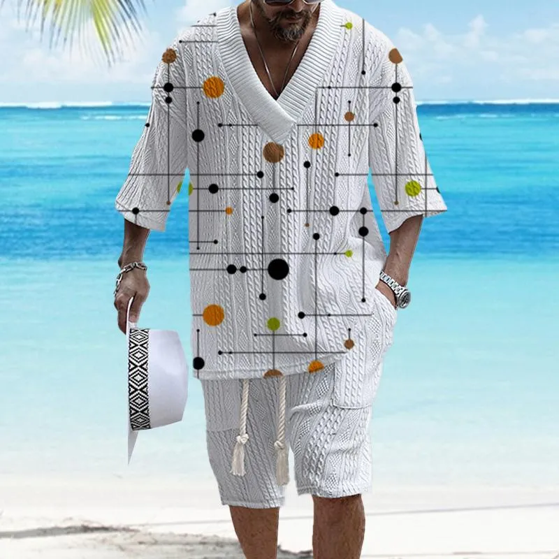 MEN'S ART CASUAL PRINT SHORTS SET 13323701YM