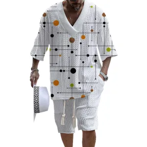 MEN'S ART CASUAL PRINT SHORTS SET 13323701YM