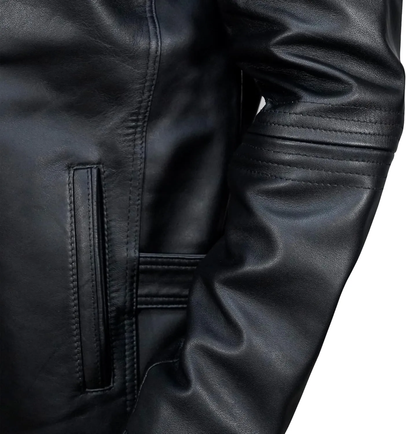 Men's Black Genuine Lambskin Leather Classic Biker Style Jacket | Black lambskin Leather Jackets Men