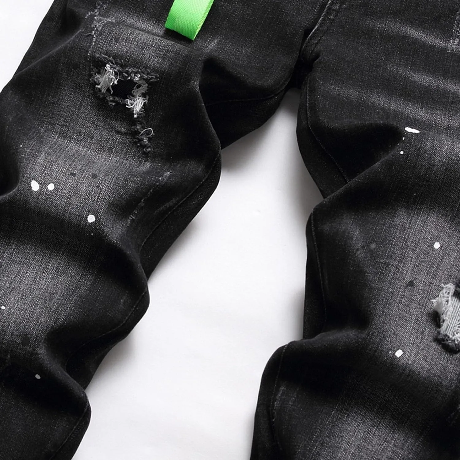 Men's Button Skinny Slim Fit Denim Pants Comfort Flex Waist Denim Jeans Vintage Casual Trousers