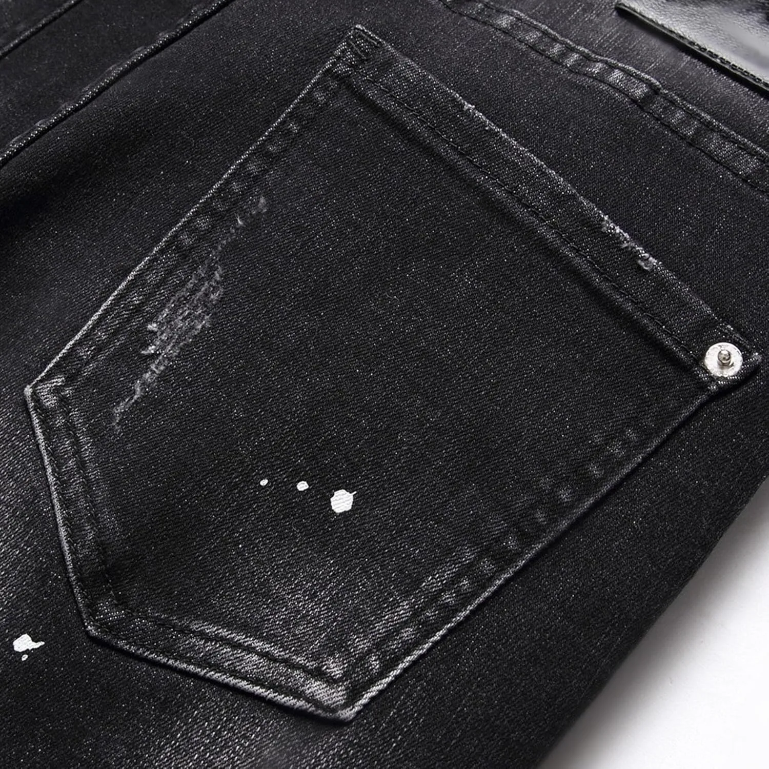 Men's Button Skinny Slim Fit Denim Pants Comfort Flex Waist Denim Jeans Vintage Casual Trousers