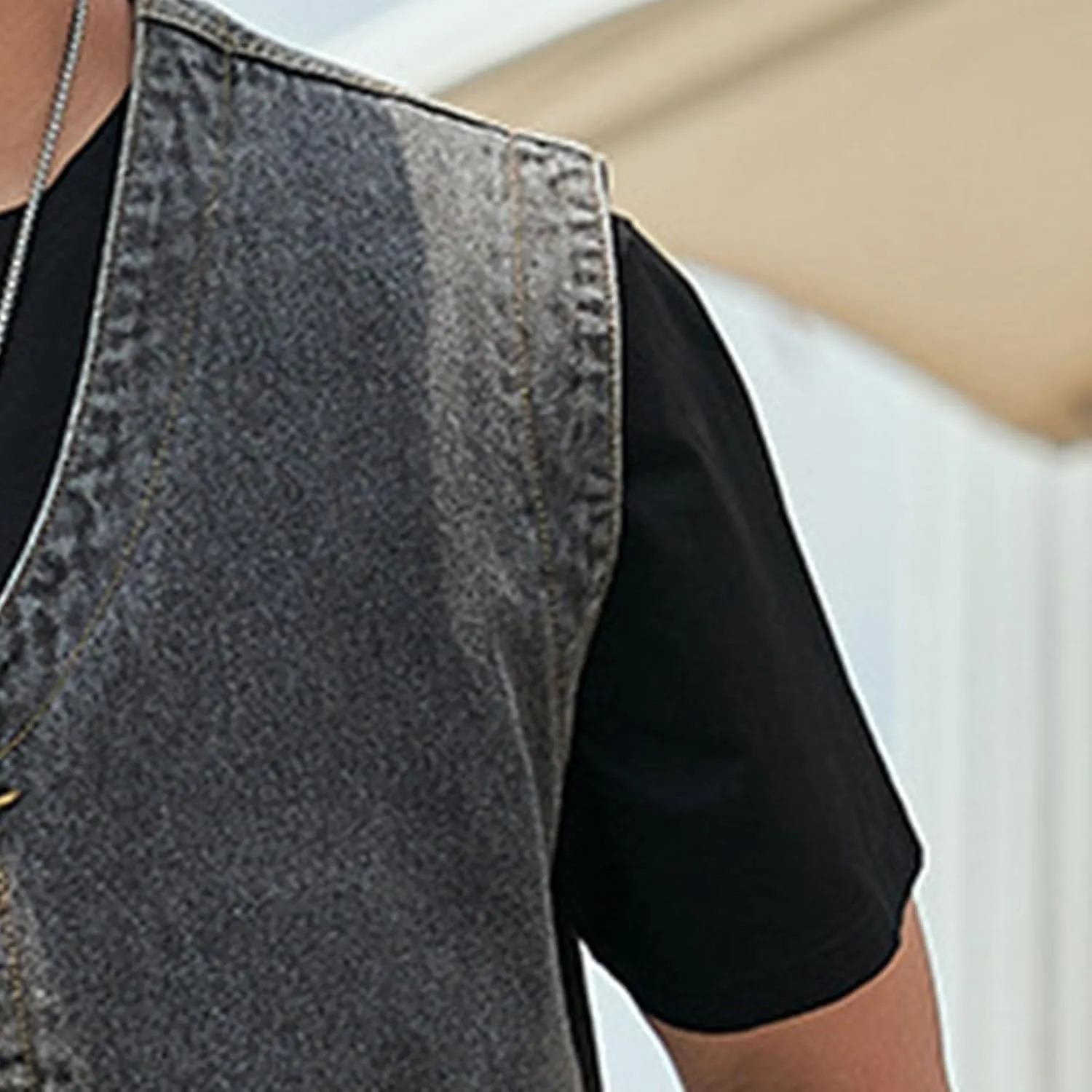 Men's Casual Oversized Denim Vest Double Pocket Sleeveless Jean Men Jacket Big & Tall Outdoor Work Vests