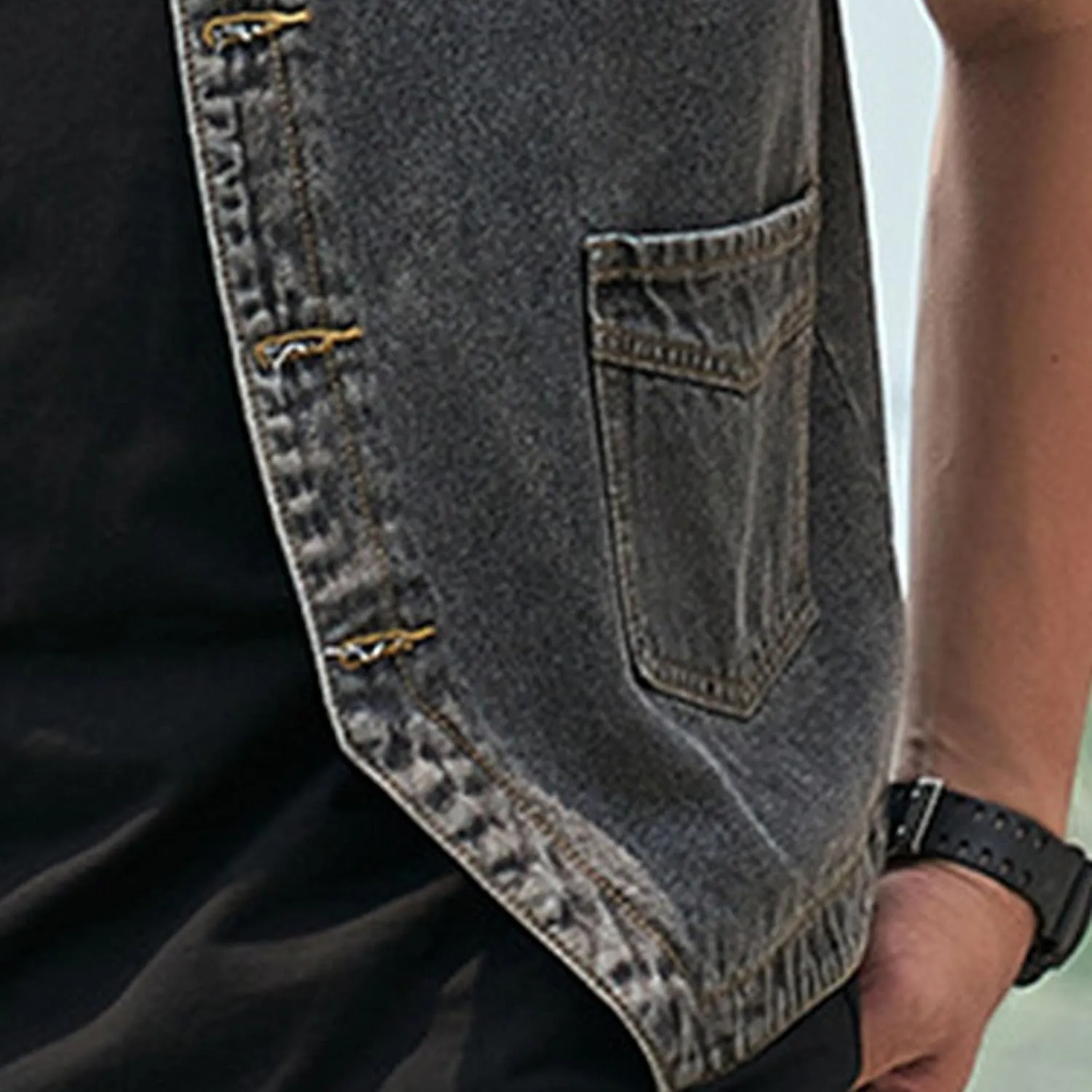 Men's Casual Oversized Denim Vest Double Pocket Sleeveless Jean Men Jacket Big & Tall Outdoor Work Vests