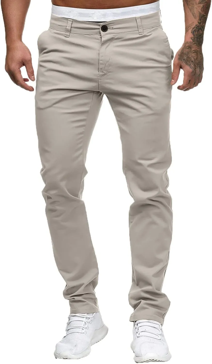 Mens Chinos Fashion Slim Fit Dress Pants Casual Business Work Skinny Stretch Golf Pants Comfort Flat Front Suit Pants Slacks