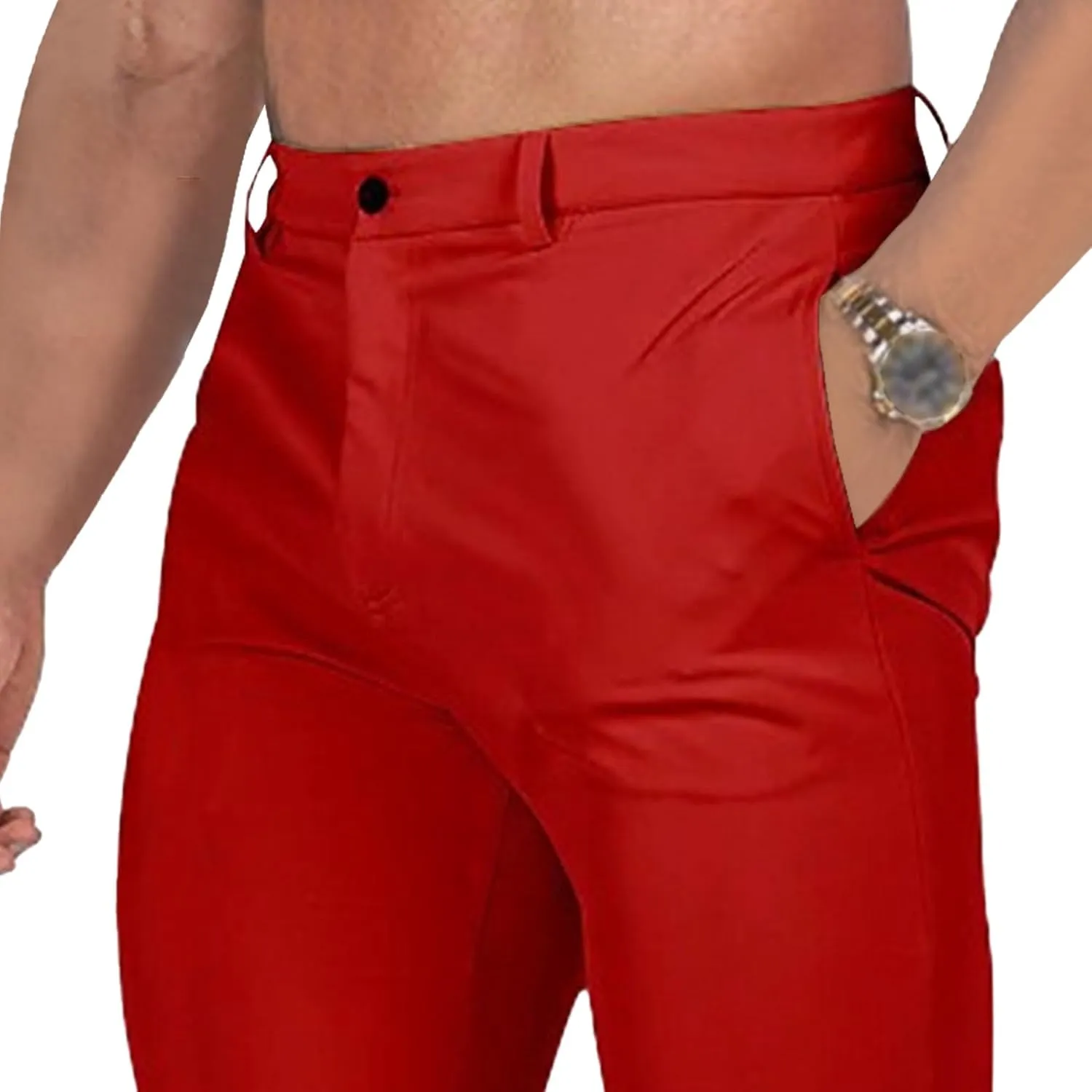 Men's Chinos Slim Fit Pants Stretch Skinny Tapered Dress Slack Comfort Casual Solid Workout Trousers