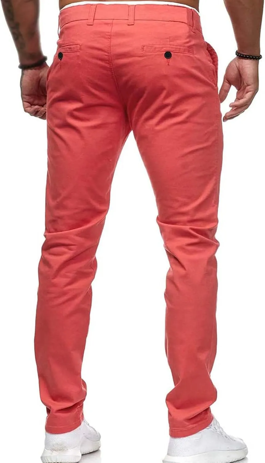 Men's Classic Lightweight Chino Pants Flat Front Comfort Stretch Solid Pant Casual Basic Straight Fit Trousers