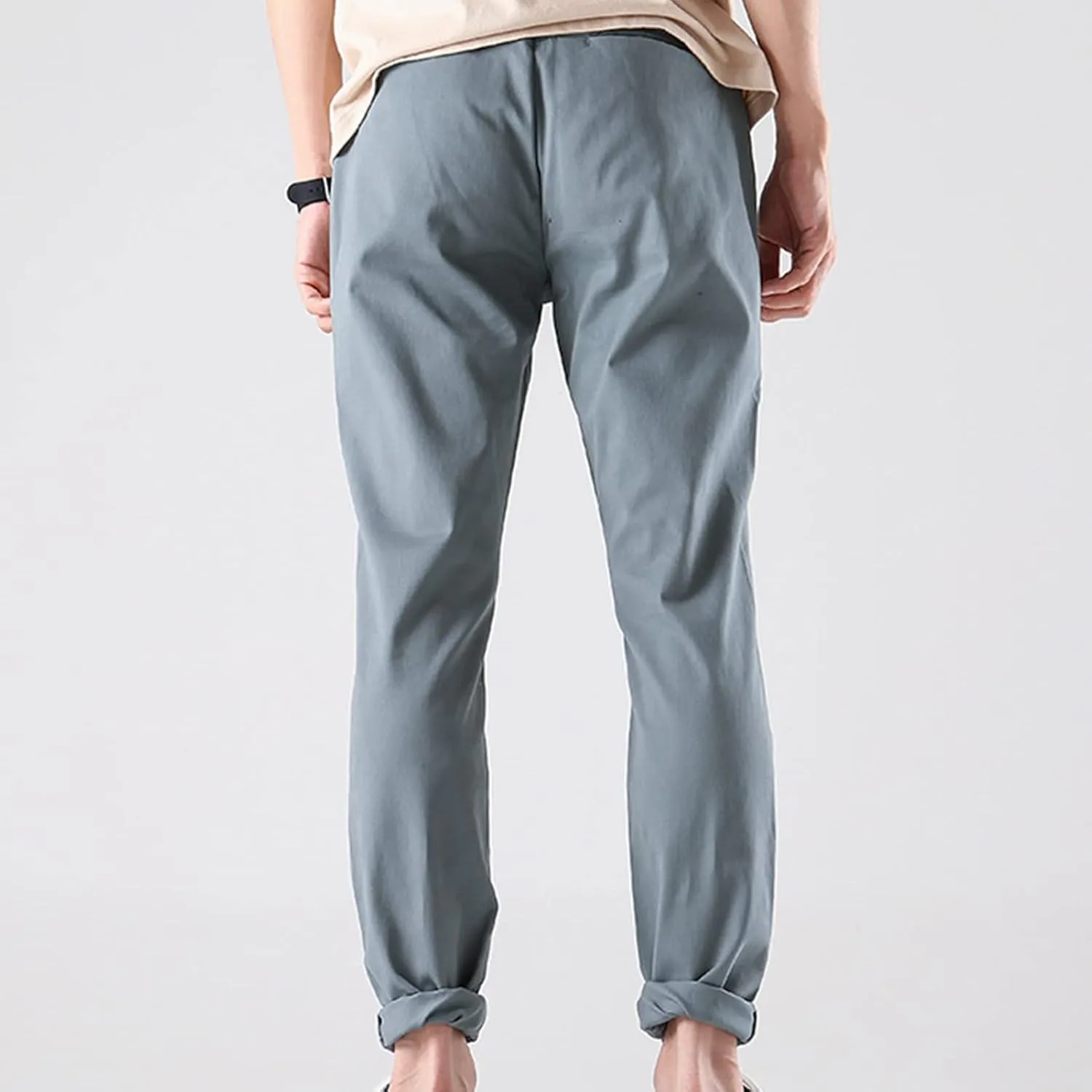 Men's Classic Straight Leg Stretch Pant Slim Fit Flat Front Casual Pants Solid Comfort Athletic Chino Trousers
