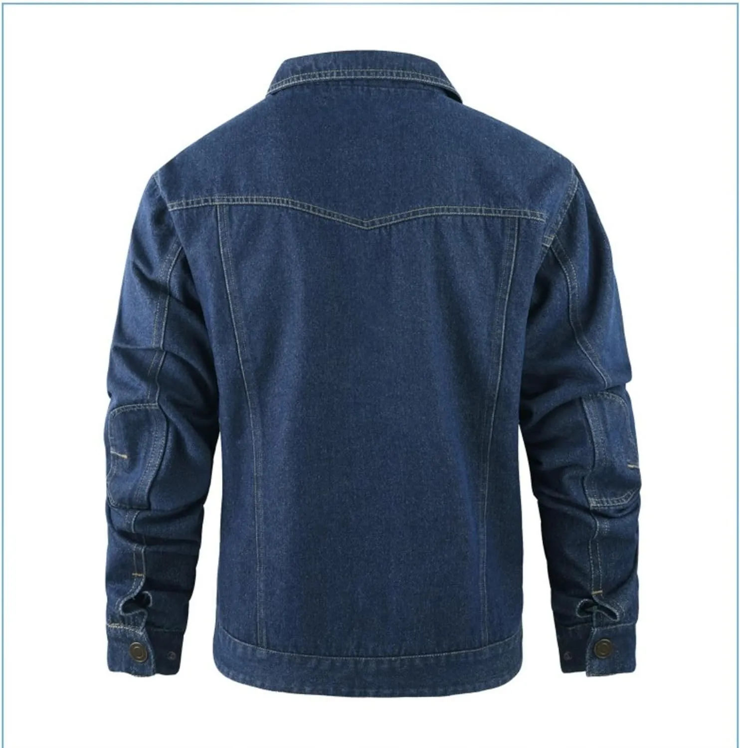Men's Cowboy Flannel Lined Coat Rugged Wear Vintage Denim Jacket Plaid Button Casual Trucker Coat