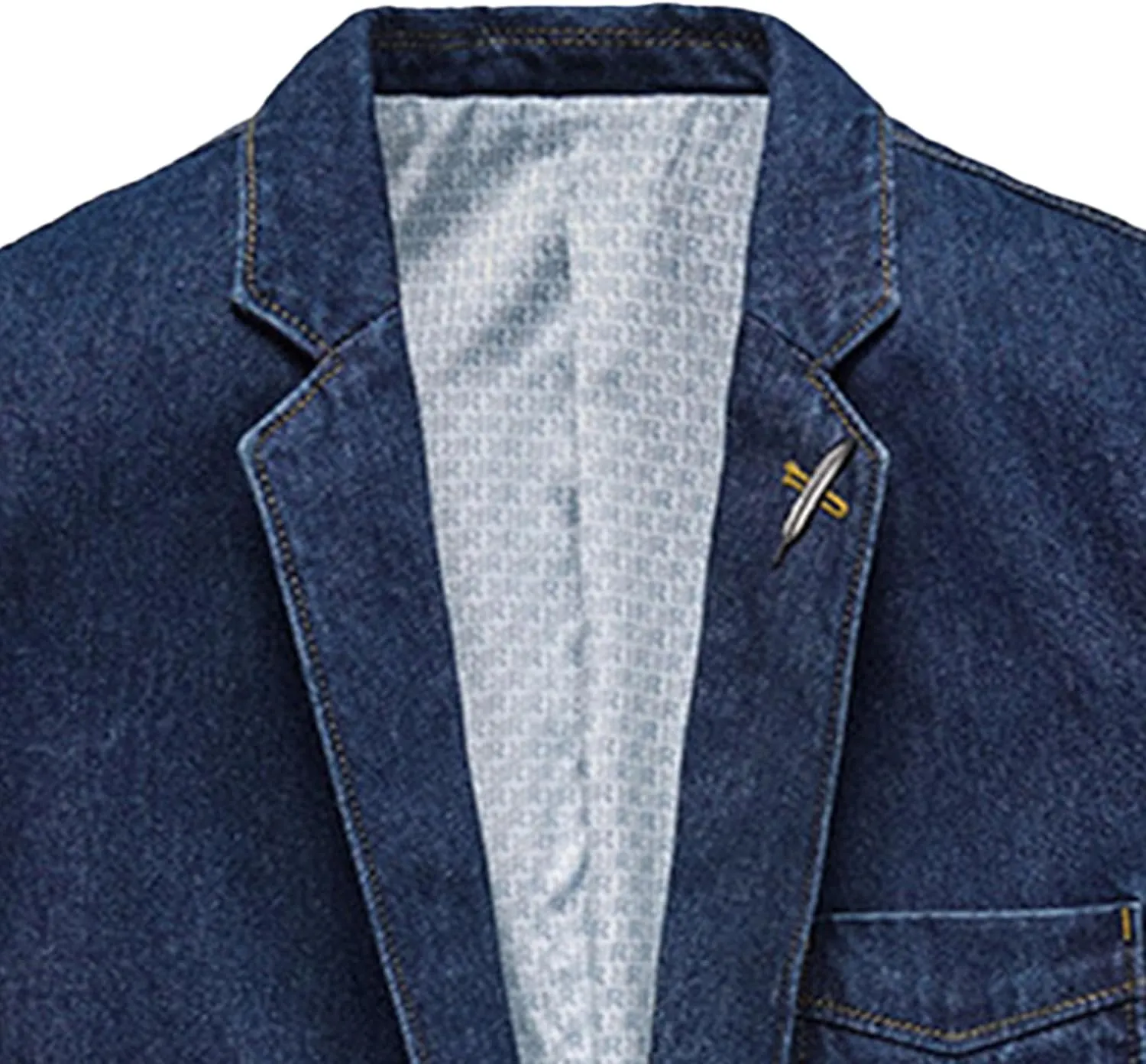 Men's Denim Blazer Two Button Jacket Slim Lapel Washed Suit Jackets Business Blazer Casual Sport Coat