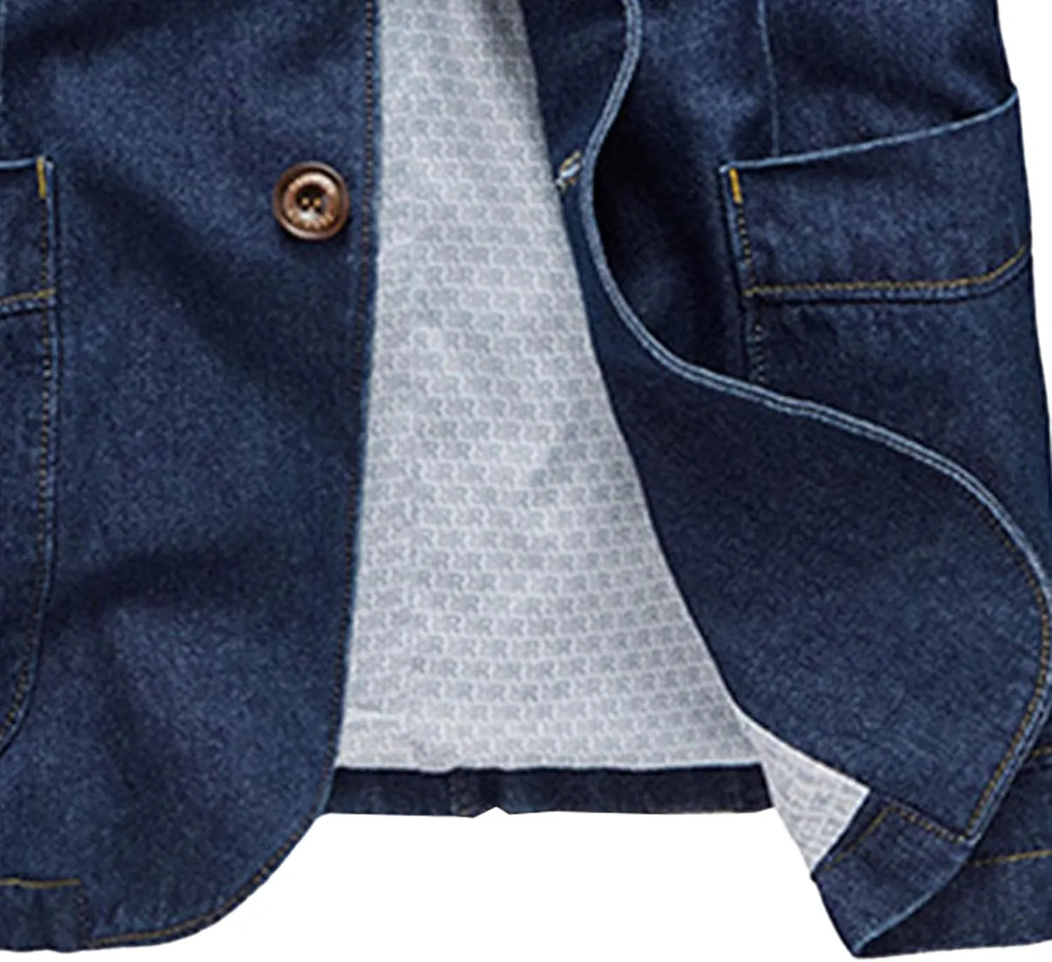 Men's Denim Blazer Two Button Jacket Slim Lapel Washed Suit Jackets Business Blazer Casual Sport Coat