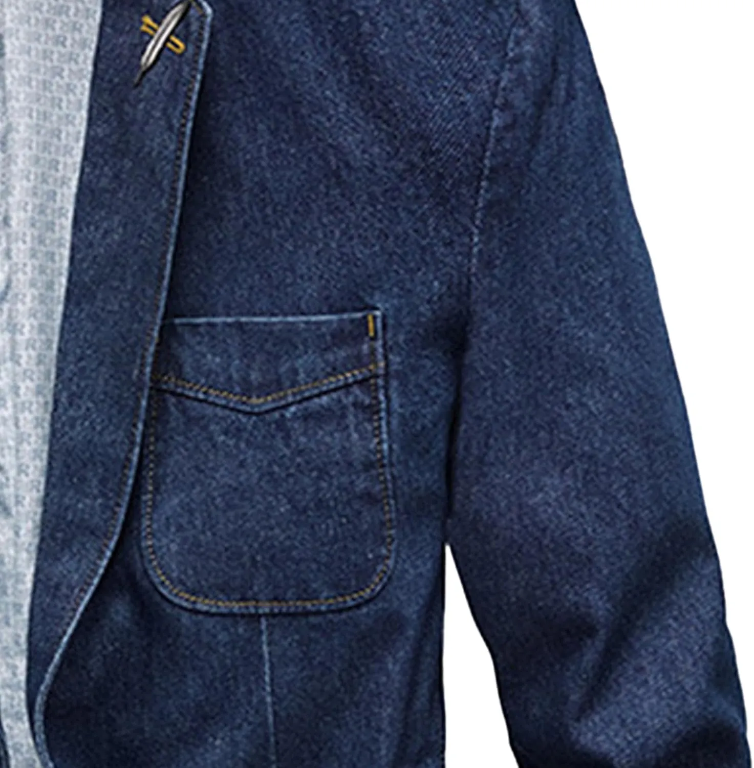 Men's Denim Blazer Two Button Jacket Slim Lapel Washed Suit Jackets Business Blazer Casual Sport Coat