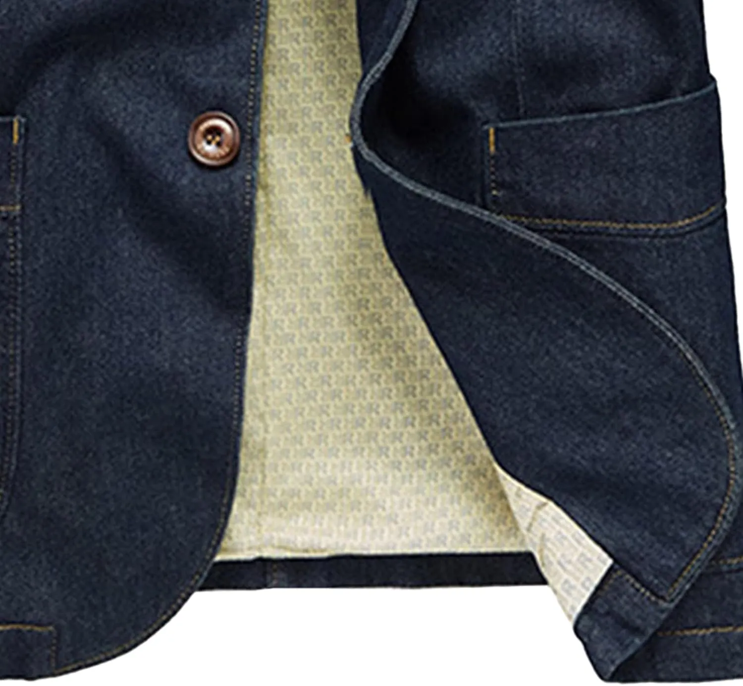 Men's Denim Blazer Two Button Jacket Slim Lapel Washed Suit Jackets Business Blazer Casual Sport Coat