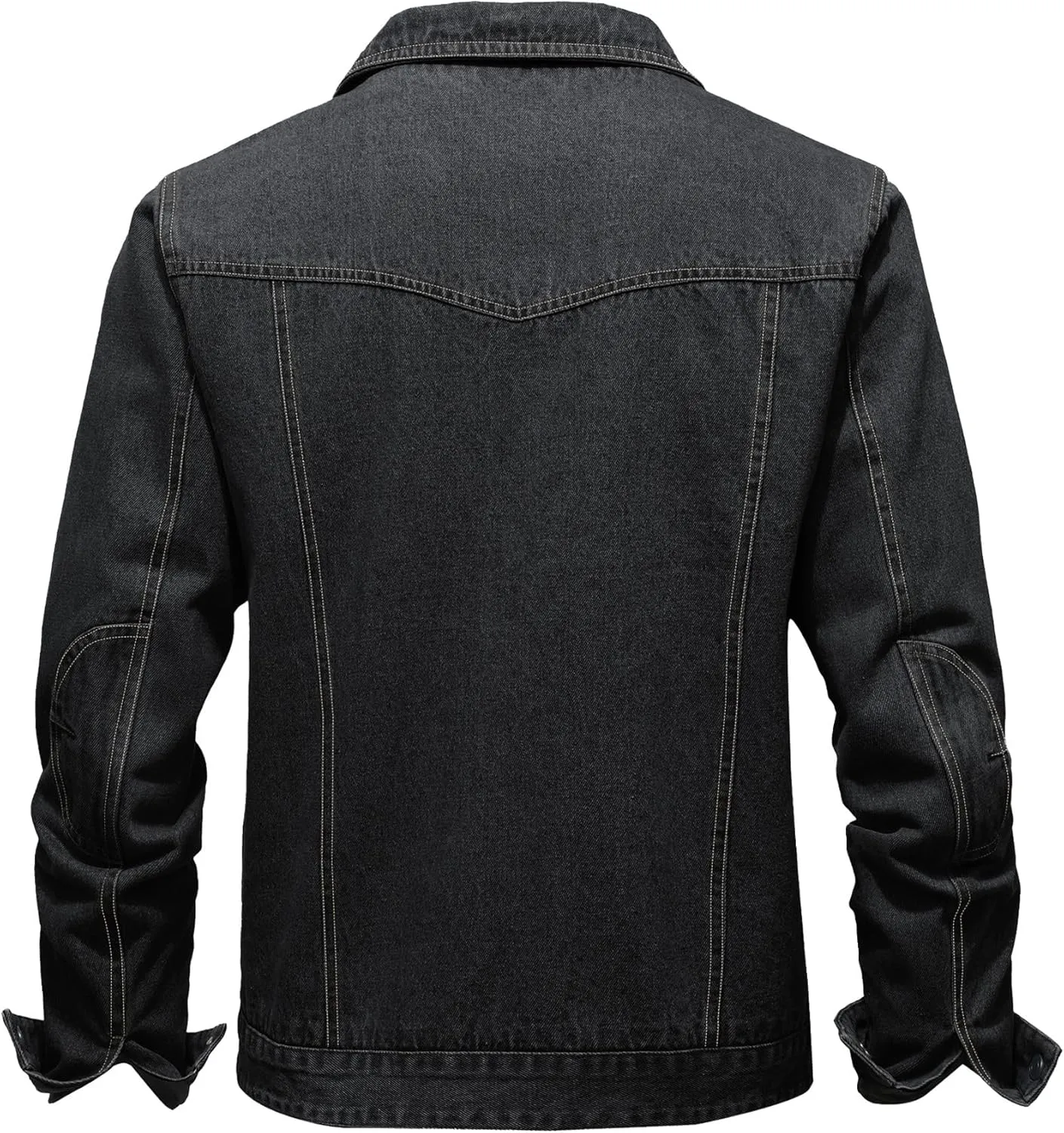 Men's Denim Jacket with Flannel Lined Jean Jackets for Winter Vintage Cowboy Cut Snap Closure Classic Heavy Duty