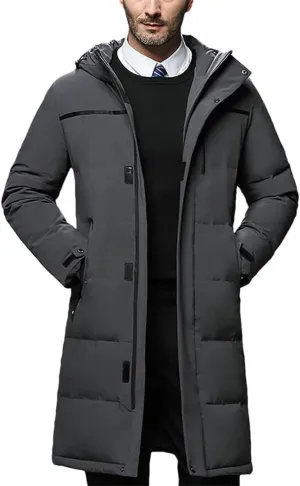 Men's Down Jacket Medium Length Winter Cotton Padded Thick Parka For Middle Elderly Windproof Casual Outwear Coats