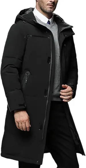 Men's Down Jacket Medium Length Winter Cotton Padded Thick Parka For Middle Elderly Windproof Casual Outwear Coats