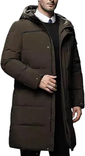 Men's Down Jacket Medium Length Winter Cotton Padded Thick Parka For Middle Elderly Windproof Casual Outwear Coats