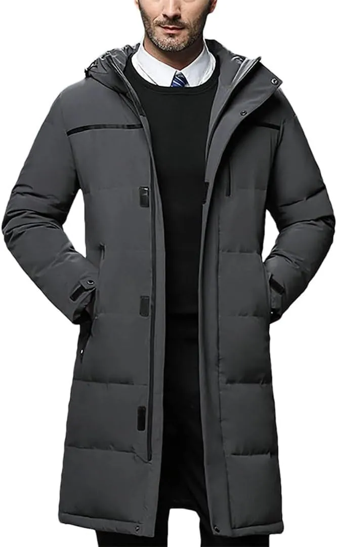 Men's Down Jacket Medium Length Winter Cotton Padded Thick Parka For Middle Elderly Windproof Casual Outwear Coats