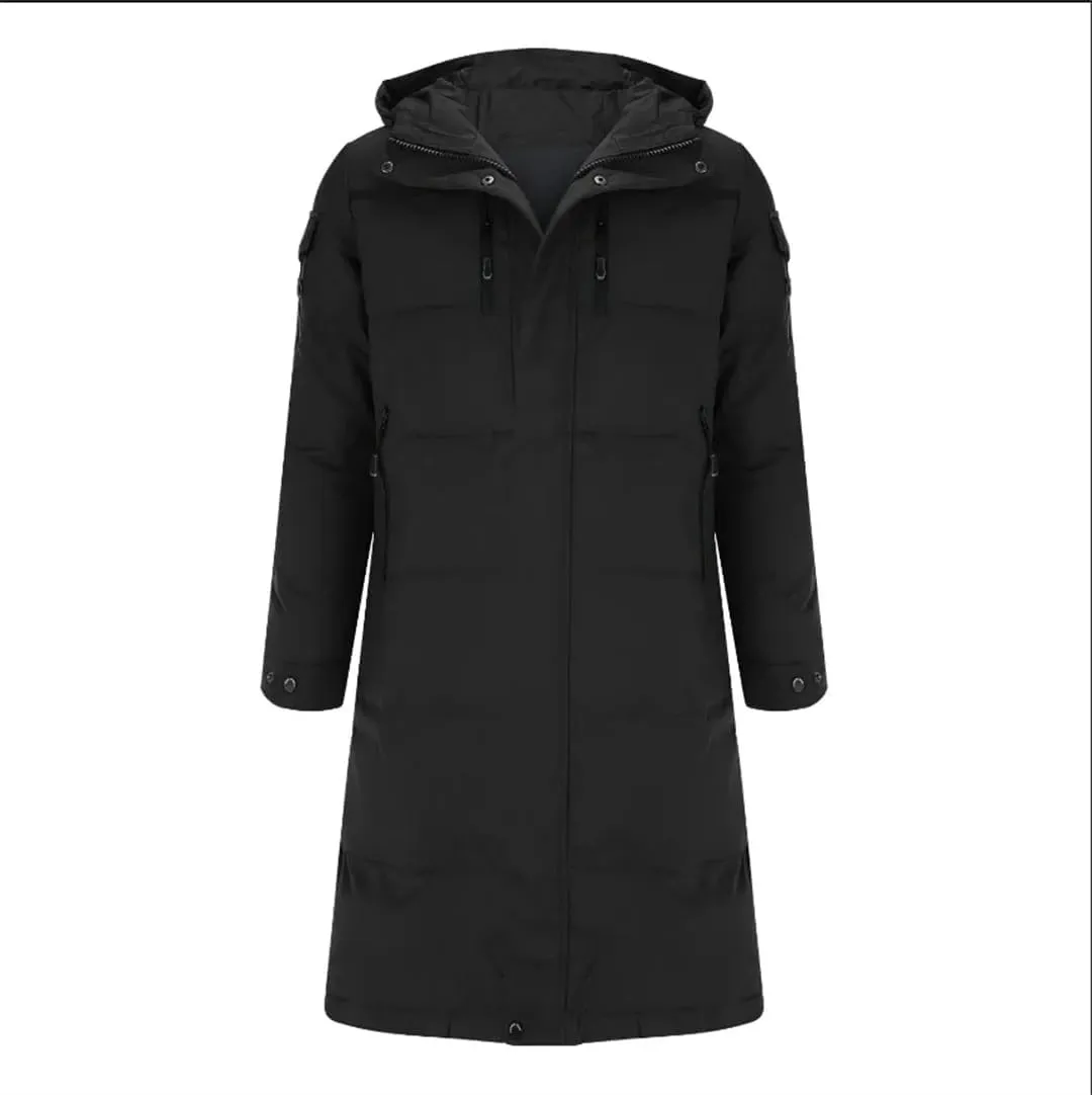 Men's Down Jacket Medium Length Winter Cotton Padded Thick Parka For Middle Elderly Windproof Casual Outwear Coats