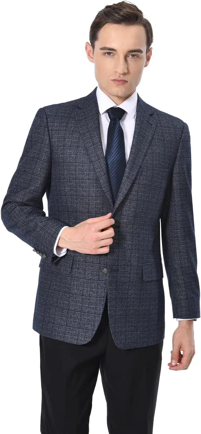 Men's Elegant Classic Fit Blazer Stretch Sport Coat Two Button Suit Jacket Regular & Big and Tall Sizes