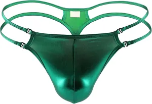 Men's Faux Leather Shiny Thong G-String T Back Comfort Men Underwear Bikini Briefs Pouch Low Waist Underpants