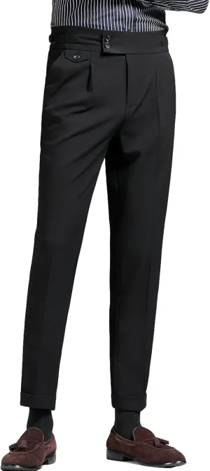 Men's Flat Front Dress Pant Slim Fit Linen Cotton Chino Pant Comfort Straight Fit Flat Front Casual Pant (29,Black)