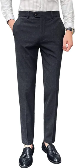 Men's Flex Flat Front Straight Fit Pant Slim-Fit Wrinkle-Resistant Chino Pant Comfort Dress Pant Sweatpants (4X-Large,Dark Grey)