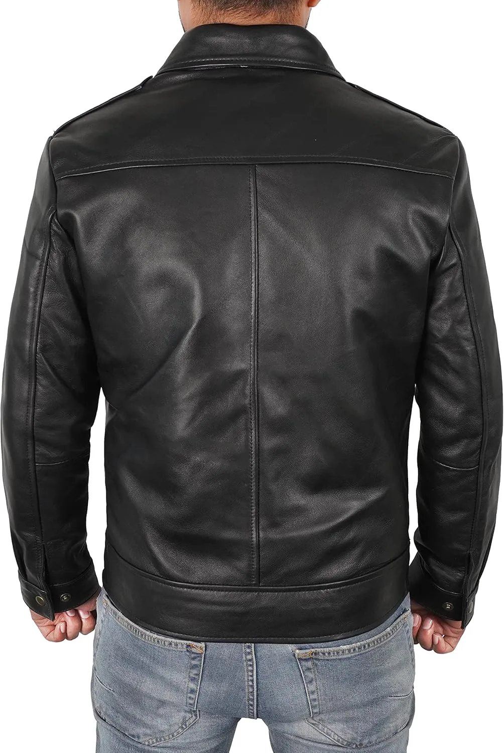 Mens Leather Jacket - Real Lambskin Classic Vintage Style Leather Jackets For Men Brown Leather Jacket for Mens