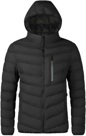 Men's Lightweight Hooded Down Jacket Winter Warm Zipper Pockets Cotton Padded Jacket Coat For Outdoors Travel