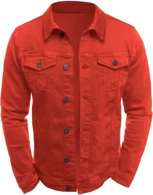 Men's Loose Plus Size Casual Jean Jacket Spring Autumn Denim Jacket Classic Trucker Style Slim Fit Outerwear