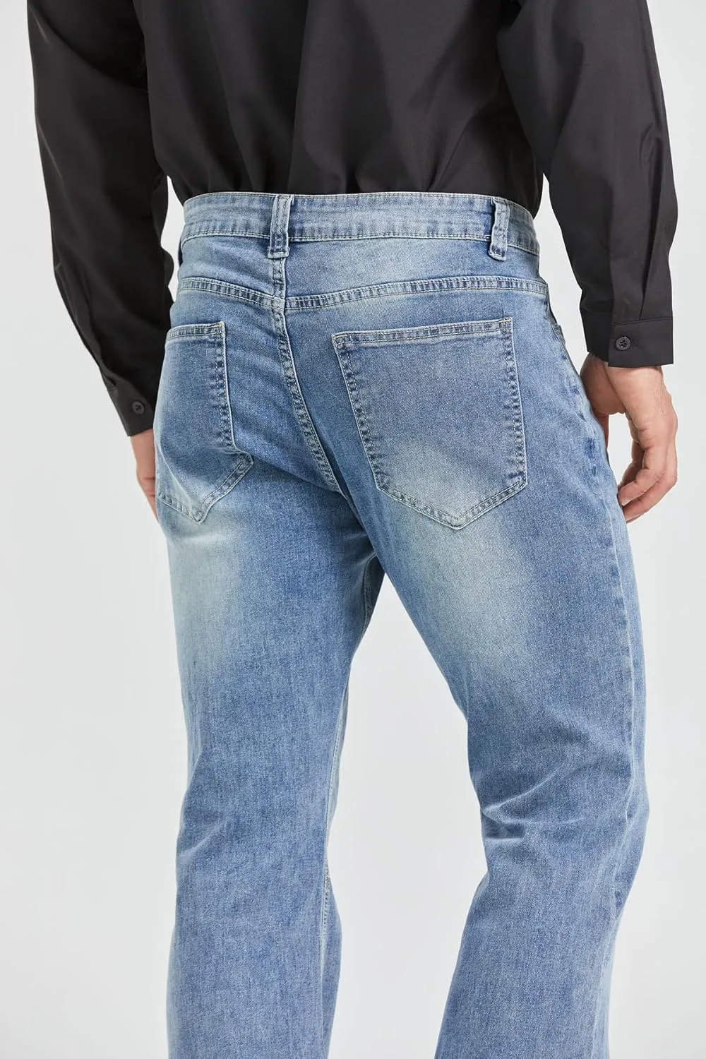 Men's Relaxed Vintage 60s 70s Bell Bottom Stretch Fit Classic Comfort Flared Flares Retro Leg Disco Denim Jeans Pants