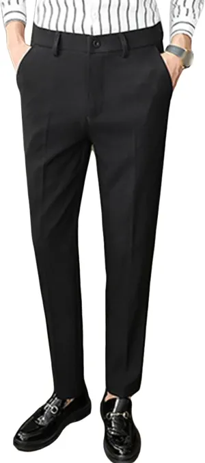 Men'S Skinny Stretchy Khaki Pants Slim Fit Slacks Tapered Trousers Wrinkle-Free Comfort Dress Chino Pant (30,Black), Black, 30