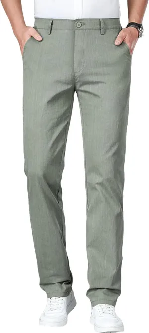 Men's Slim Fit Cotton Stretch Pants Flat Front Relaxed Fit Casual Pant Washed Comfort Stretch Chino Pant (40,Army Green)