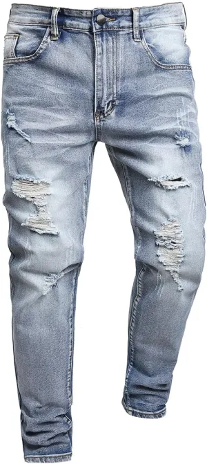 Men's Slim Fit Stretch Jeans Ripped Skinny Distressed Fashion Comfort Flex Waist Pants