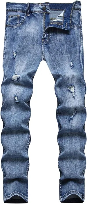 Men's Slim Fit Stretch Jeans Ripped Skinny Distressed Fashion Comfort Flex Waist Pants
