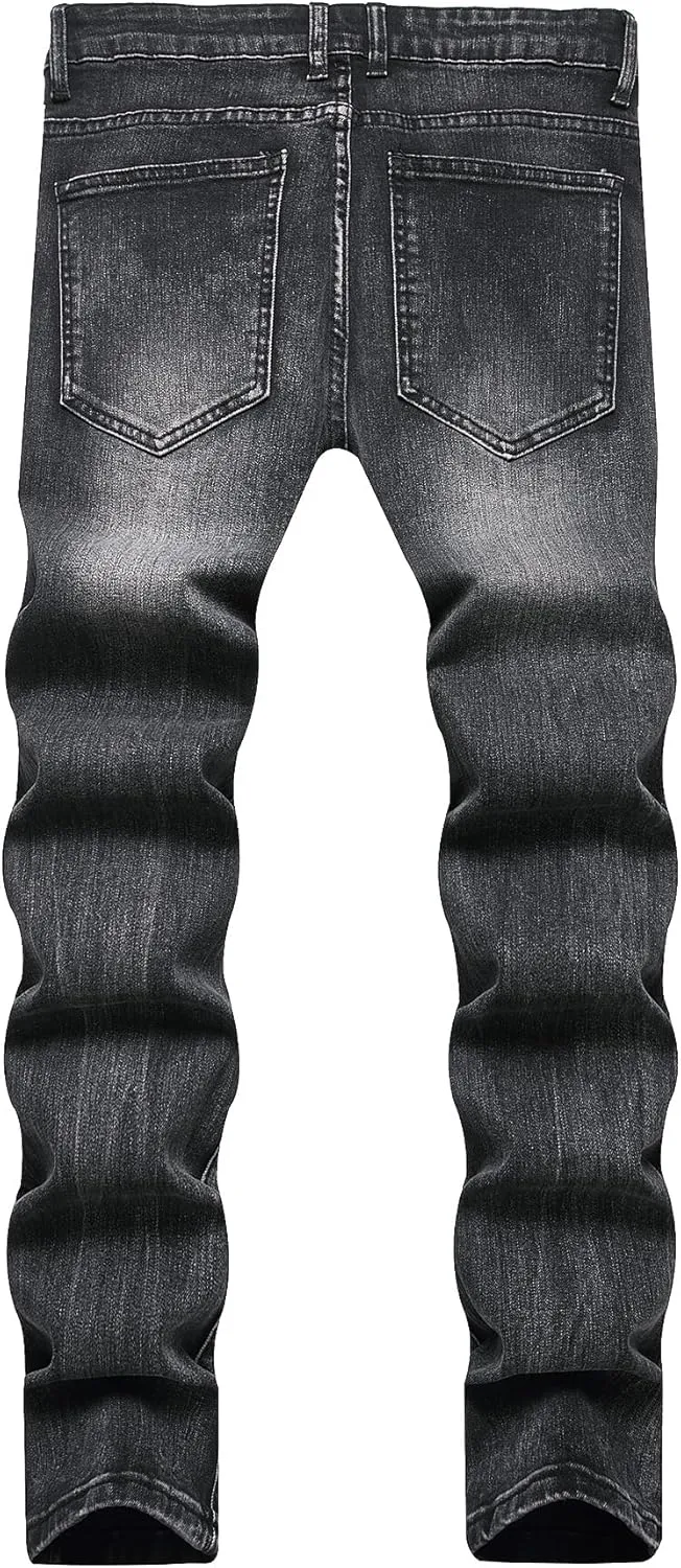 Men's Slim Fit Stretch Jeans Ripped Skinny Distressed Fashion Comfort Flex Waist Pants