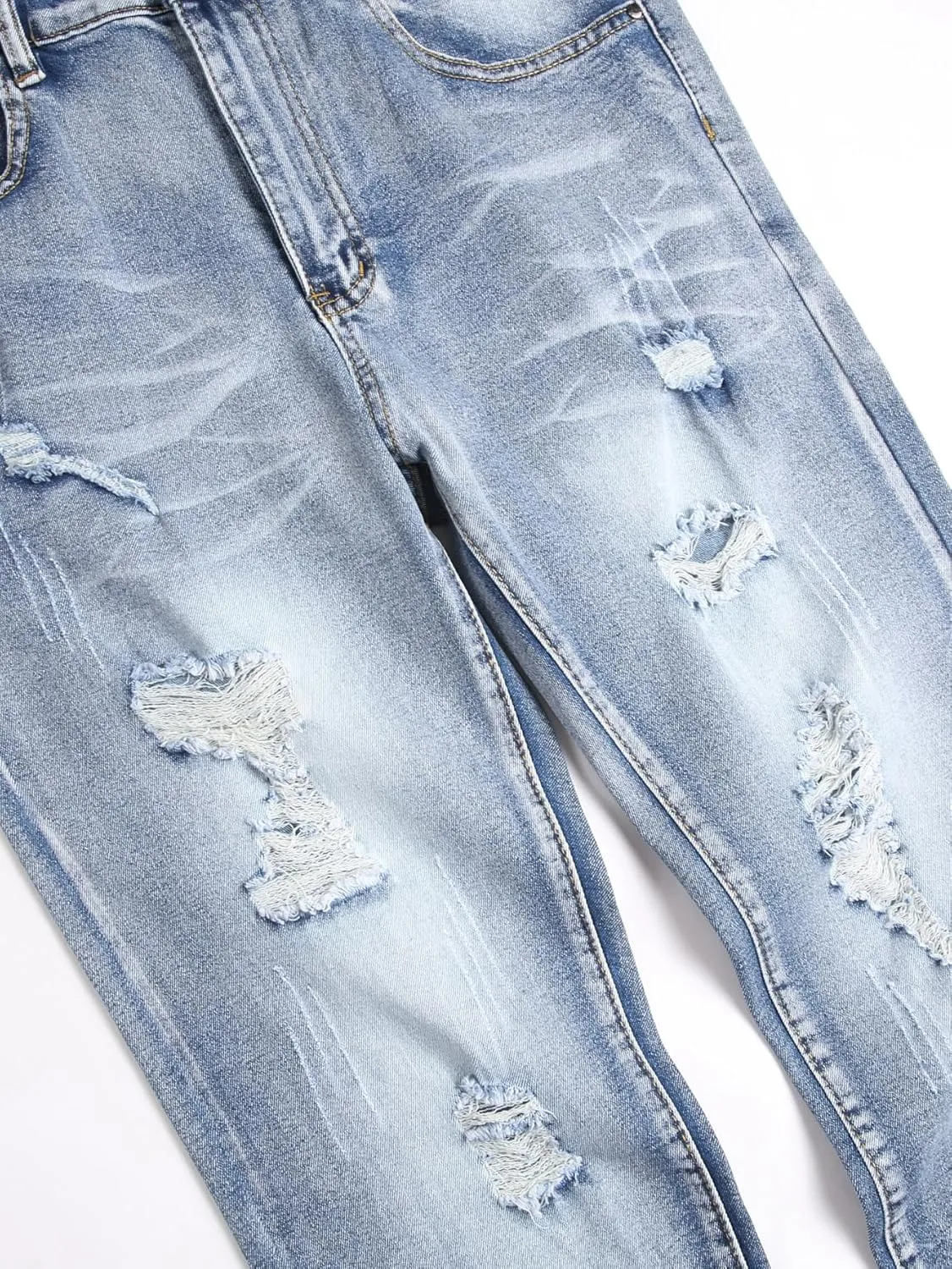Men's Slim Fit Stretch Jeans Ripped Skinny Distressed Fashion Comfort Flex Waist Pants