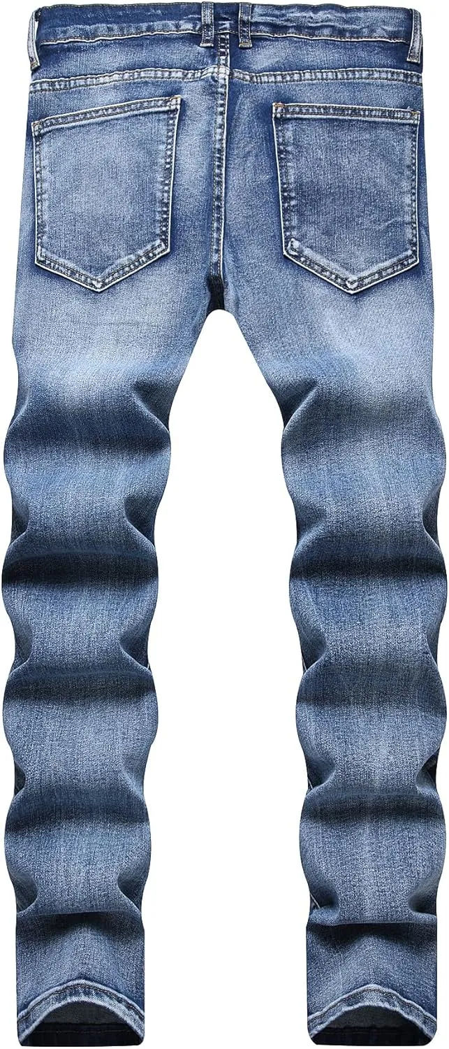 Men's Slim Fit Stretch Jeans Ripped Skinny Distressed Fashion Comfort Flex Waist Pants