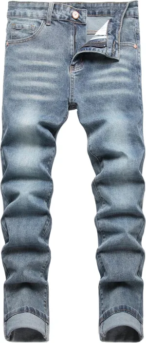 Men's Slim Fit Stretch Jeans Ripped Skinny Jeans for Men, Fashion Straight Leg Comfort Flex Waist Cargo Denim Pants