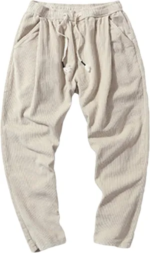 Men's Slim Straight Fit Stretch Corduroy Pant Expandable Waist Classic Fit Flat Front Pant Comfort Chino Pant