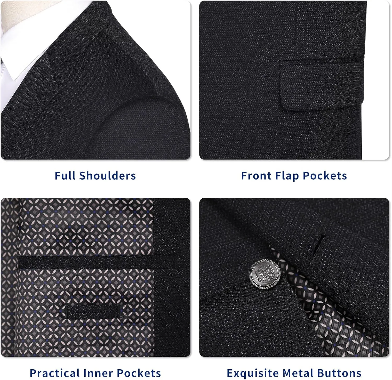 Men's Sport Coat Classic Fit Blazer 2 Button Notch Lapel Business Knit Suits Jacket