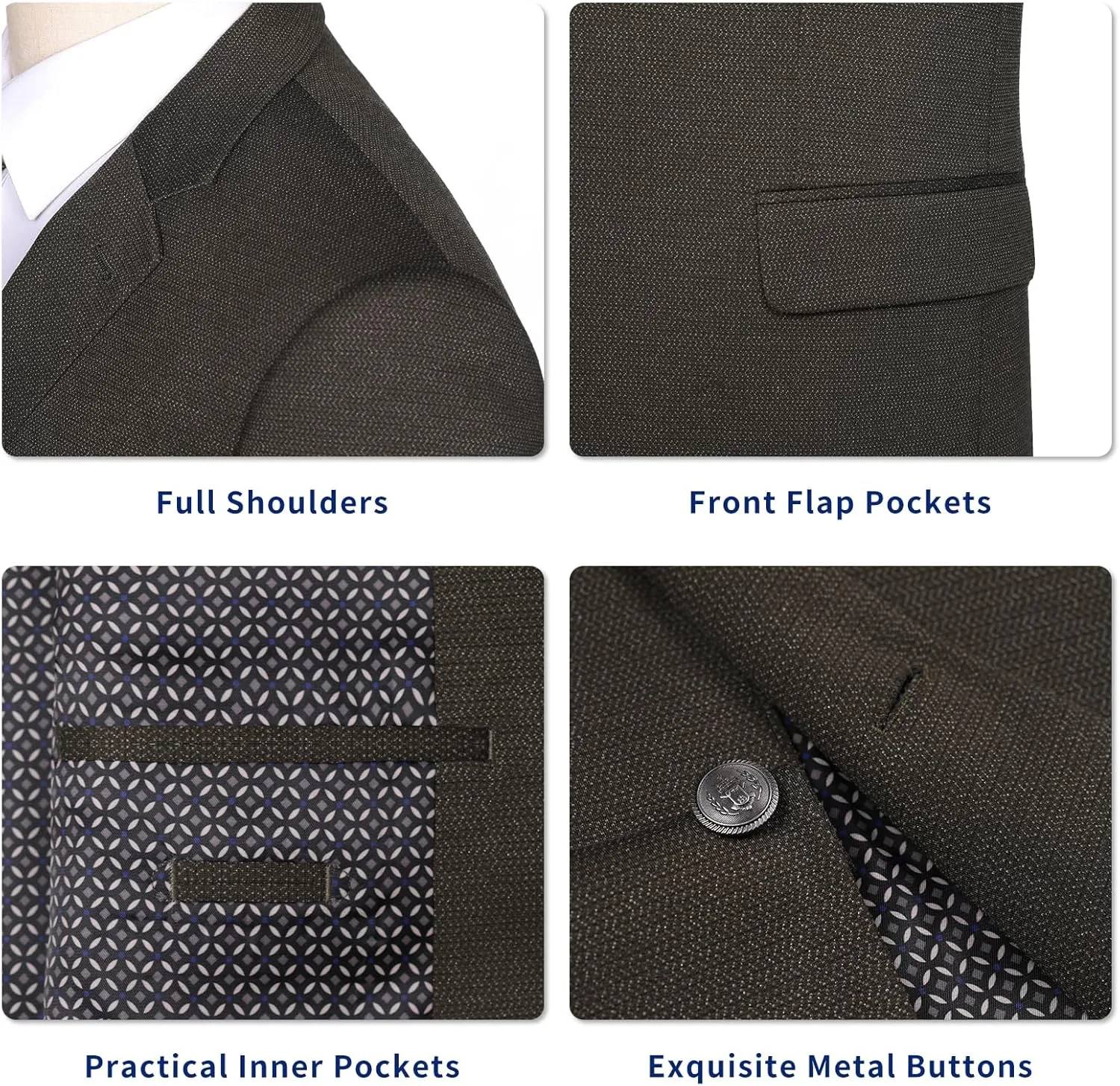 Men's Sport Coat Classic Fit Blazer 2 Button Notch Lapel Business Knit Suits Jacket